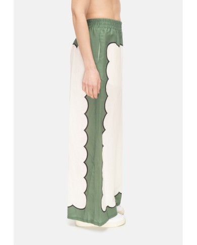 AMOSA Pantaloni donna lino panna Verde