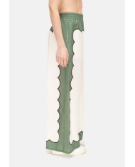 AMOSA Pantaloni donna lino panna Verde