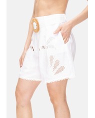 AMOSA Shorts donna con cintura Bianco