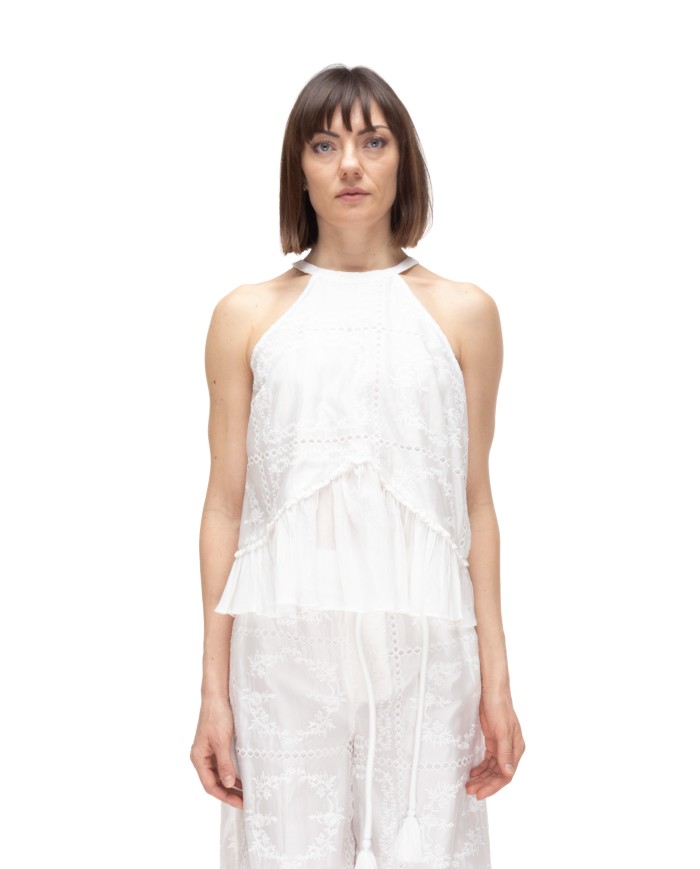 AMOSA Top donna sangallo bianco