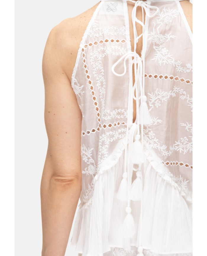 AMOSA Top donna sangallo bianco