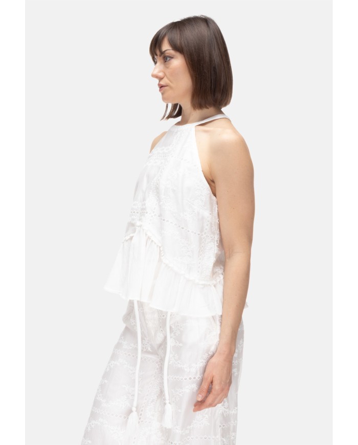 AMOSA Top donna sangallo bianco