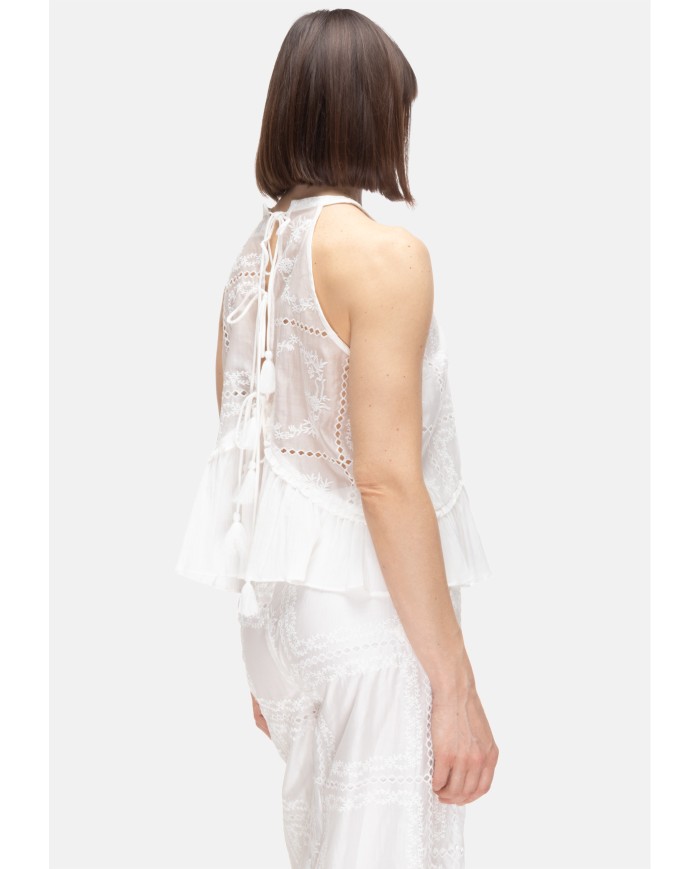 AMOSA Top donna sangallo bianco