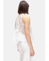 AMOSA Top donna sangallo bianco