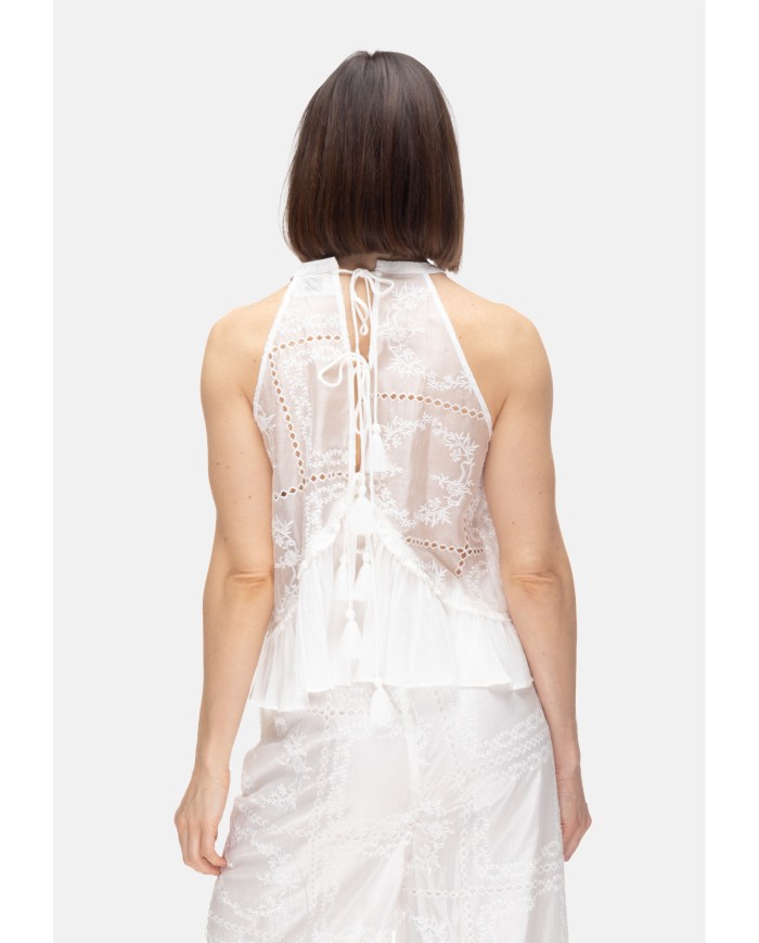AMOSA Top donna sangallo bianco