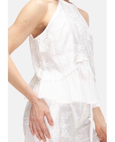 AMOSA Top donna sangallo bianco