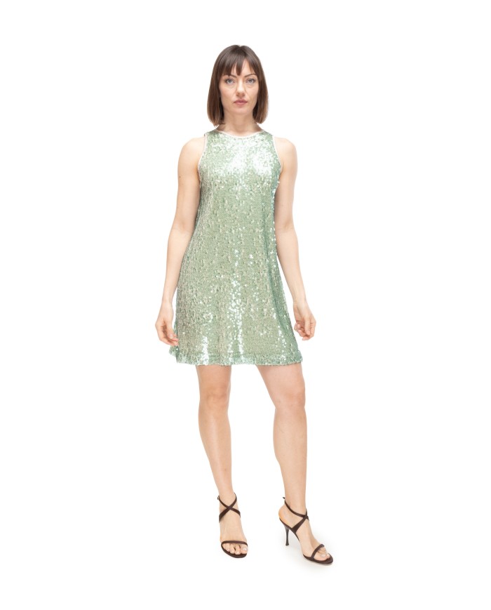 8PM Abito corto donna paillettes verde