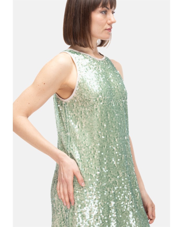 8PM Abito corto donna paillettes verde