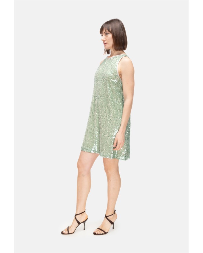 8PM Abito corto donna paillettes verde