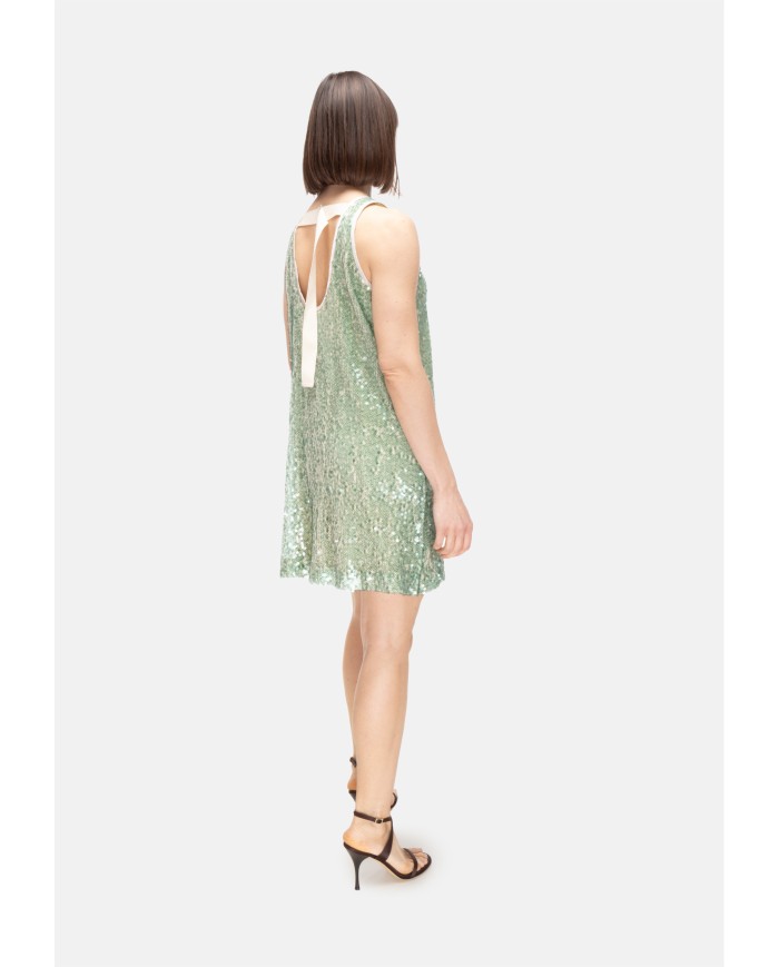 8PM Abito corto donna paillettes verde