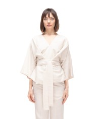 8PM Camicia kimono donna con cintura Avorio