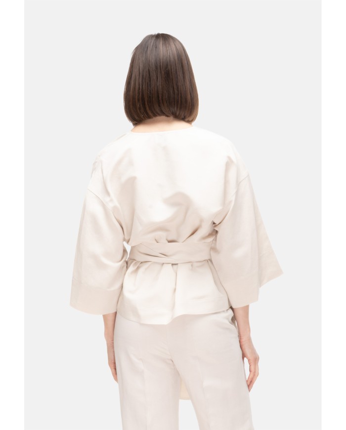 8PM Camicia kimono donna con cintura Avorio