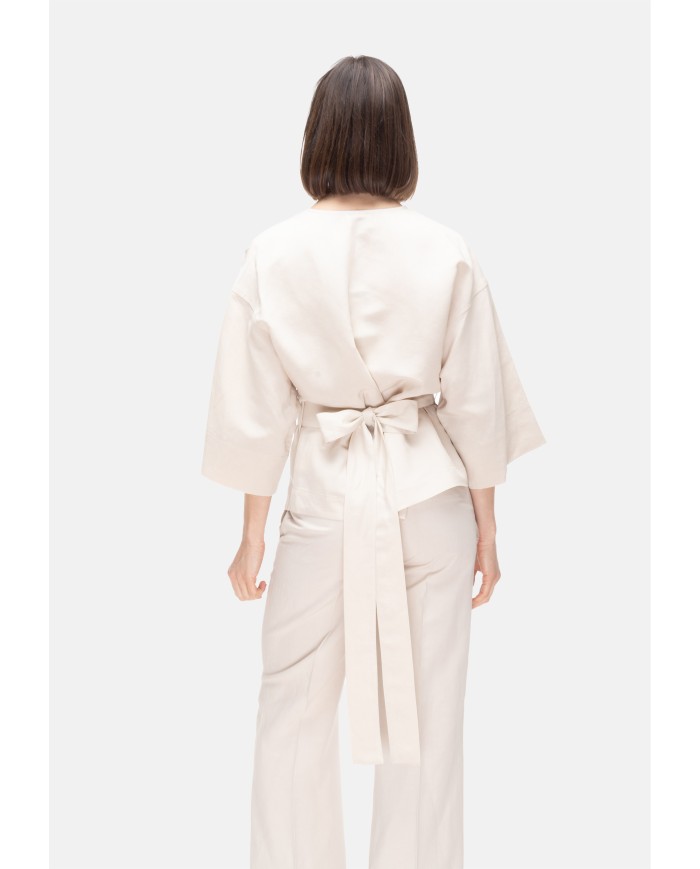 8PM Camicia kimono donna con cintura Avorio