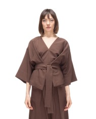 8PM Camicia kimono donna con cintura marrone