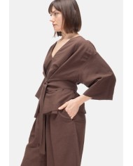 8PM Camicia kimono donna con cintura marrone