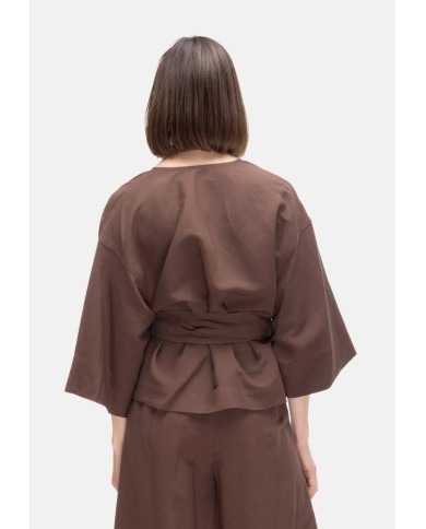8PM Camicia kimono donna con cintura marrone