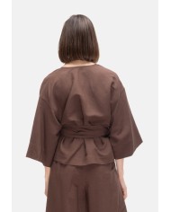 8PM Camicia kimono donna con cintura marrone