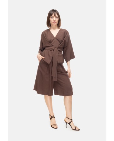 8PM Camicia kimono donna con cintura marrone