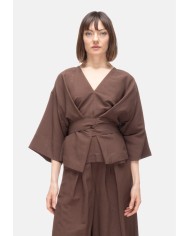 8PM Camicia kimono donna con cintura marrone