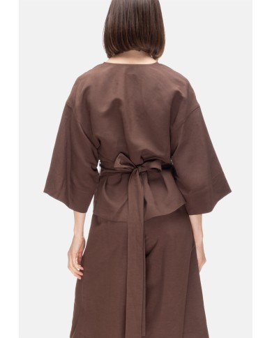 8PM Camicia kimono donna con cintura marrone