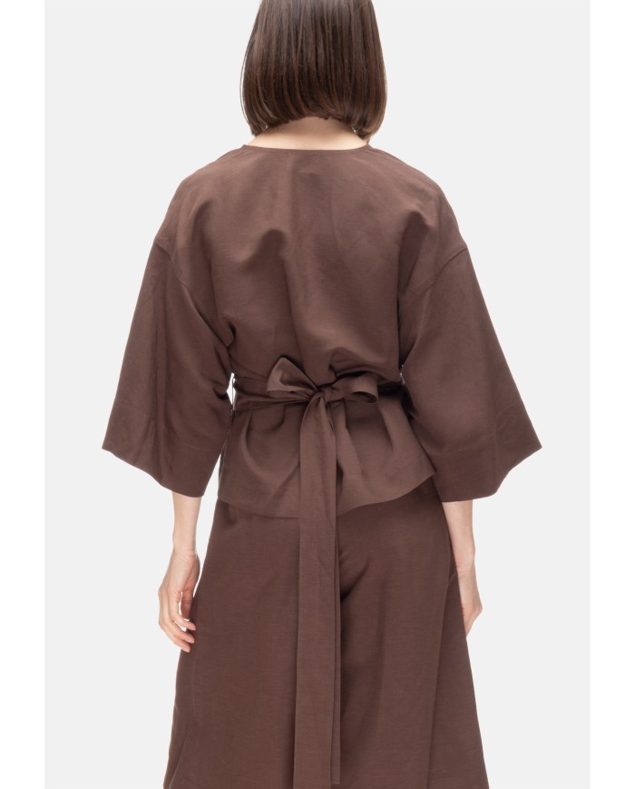 8PM Camicia kimono donna con cintura marrone