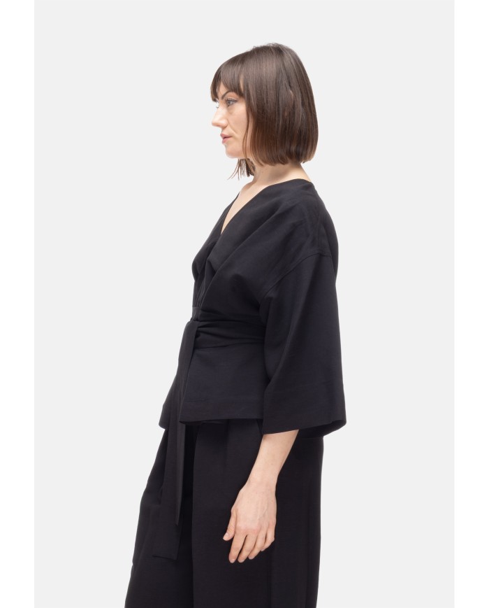 8PM Camicia kimono donna con cintura Nera