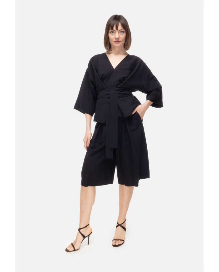 8PM Camicia kimono donna con cintura Nera