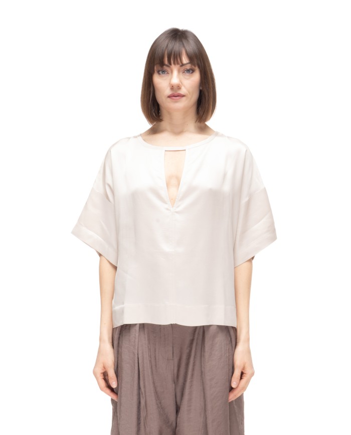 8PM Camicia donna scollo V Avorio