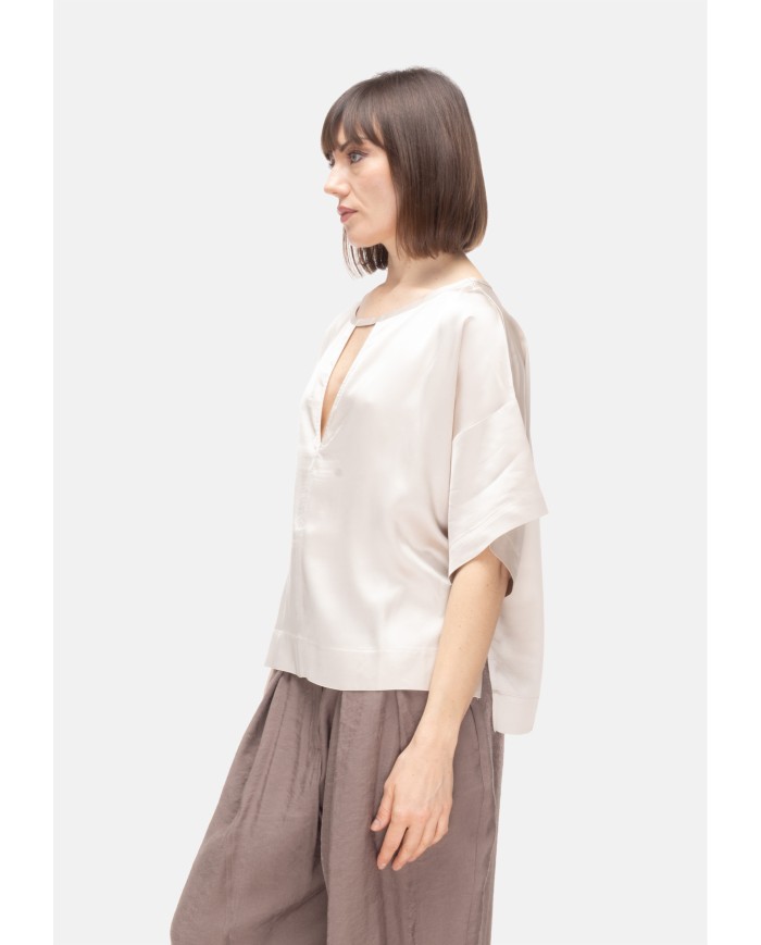 8PM Camicia donna scollo V Avorio