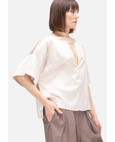 8PM Camicia donna scollo V Avorio