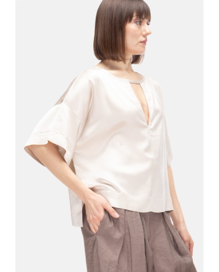 8PM Camicia donna scollo V Avorio