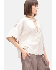 8PM Camicia donna scollo V Avorio
