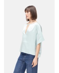 8PM Camicia donna scollo V verde acqua