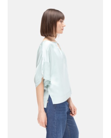 8PM Camicia donna scollo V verde acqua