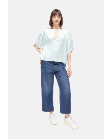 8PM Camicia donna scollo V verde acqua