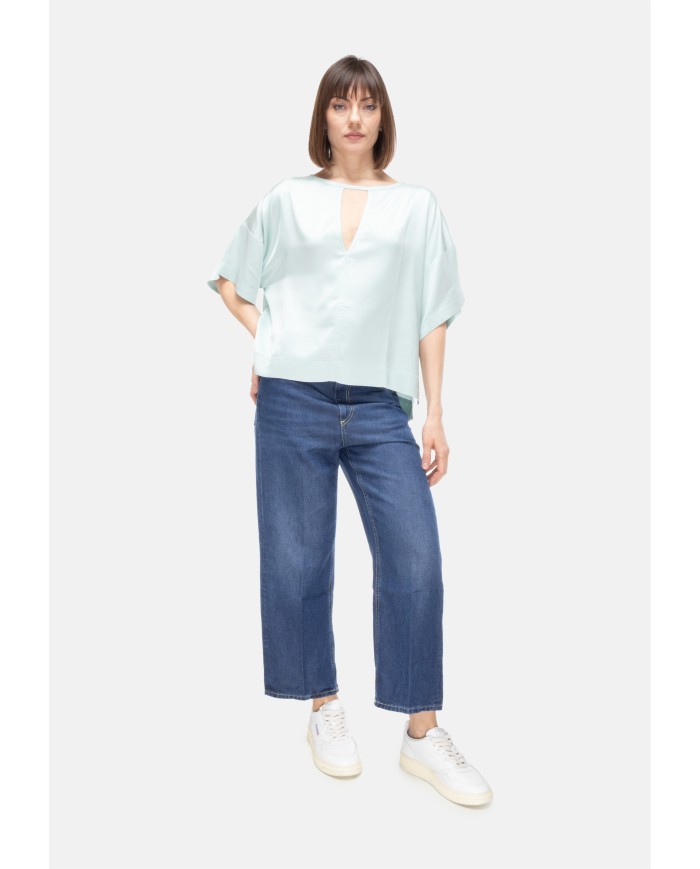 8PM Camicia donna scollo V verde acqua