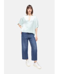 8PM Camicia donna scollo V verde acqua