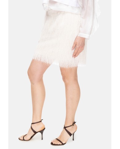 8PM Gonna mini con frange Burro