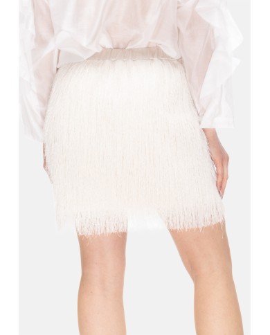 8PM Gonna mini con frange Burro