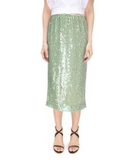 8PM Gonna midi paillettes verde