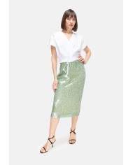 8PM Gonna midi paillettes verde