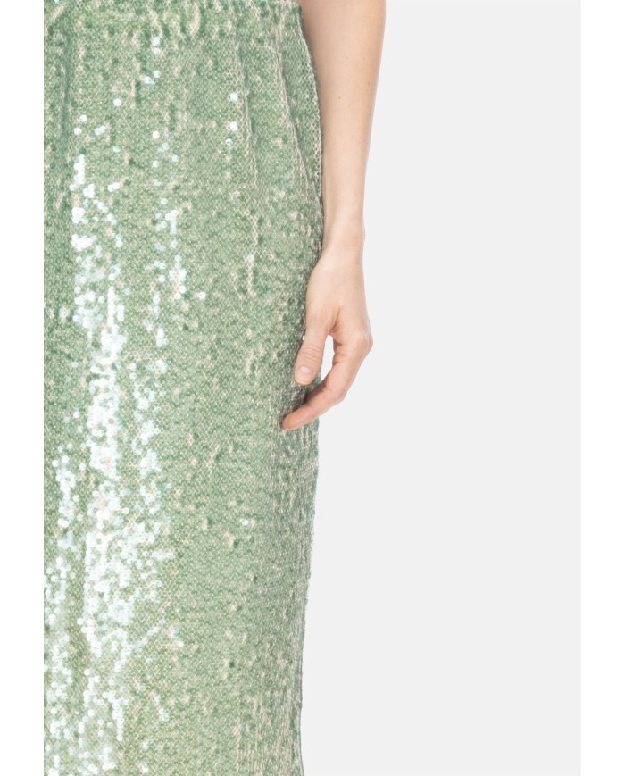 8PM Gonna midi paillettes verde