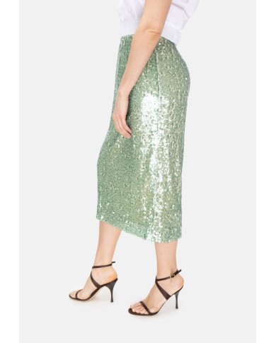 8PM Gonna midi paillettes verde
