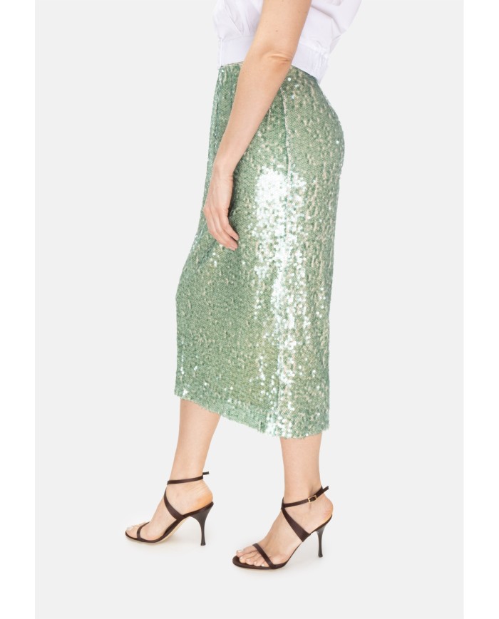 8PM Gonna midi paillettes verde