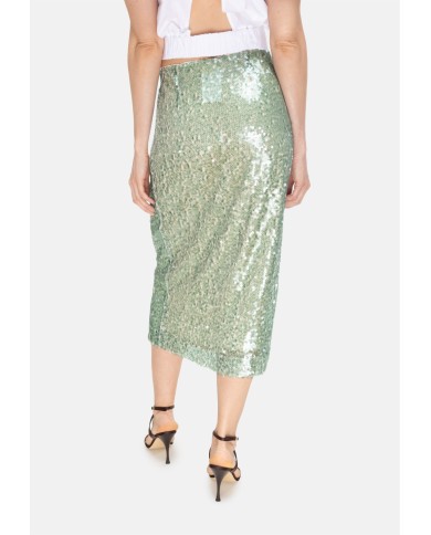 8PM Gonna midi paillettes verde