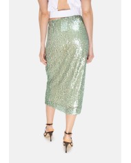 8PM Gonna midi paillettes verde