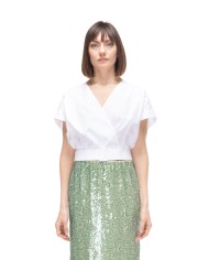 8PM Top donna scollo V bianco