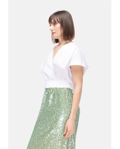 8PM Top donna scollo V bianco