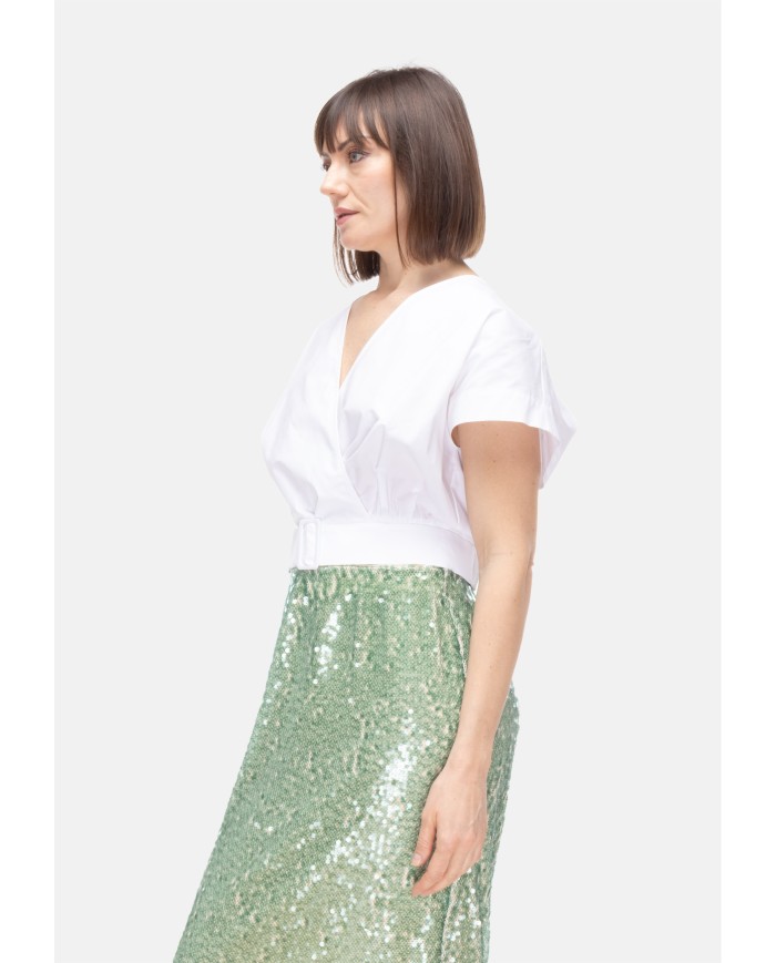 8PM Top donna scollo V bianco