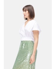 8PM Top donna scollo V bianco